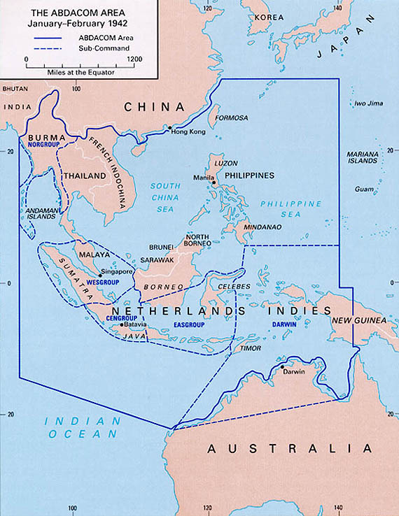 Map of ABDACOM area, Jan-Feb 1942