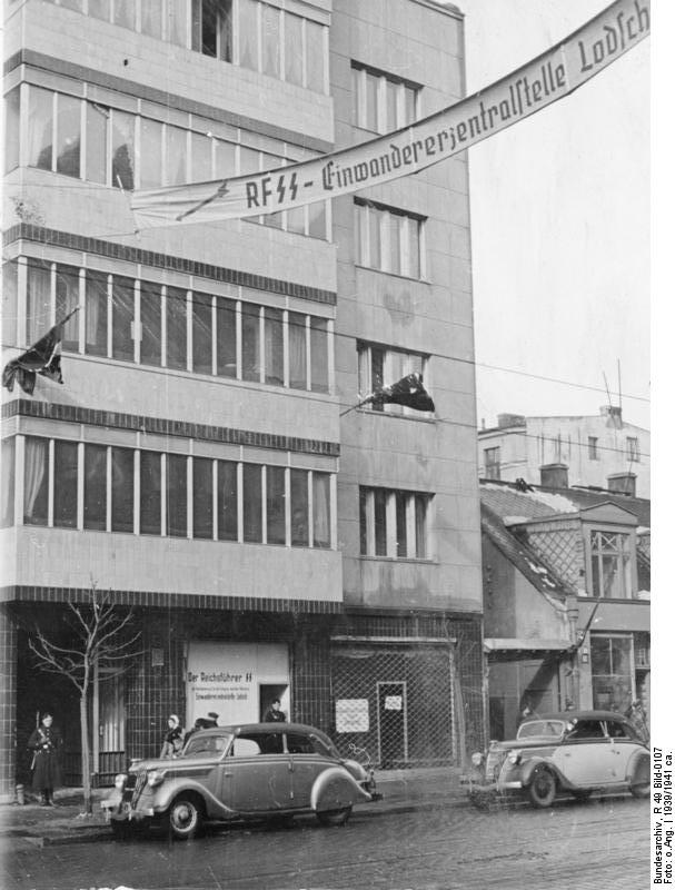 German SS immigration office in Lodz, Poland, circa 1939-1941, photo 1 of 2