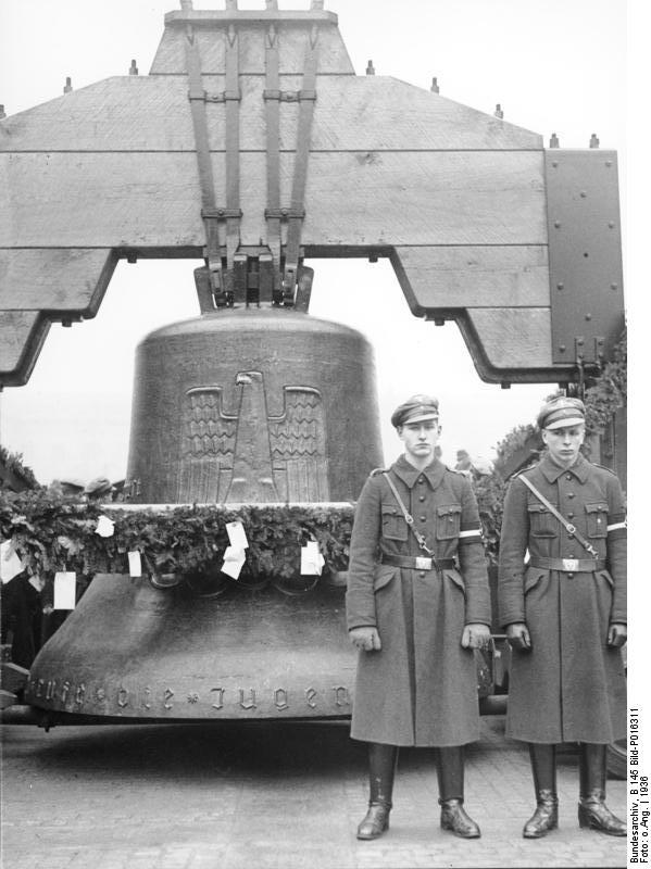 The 1936 Olympic Bell, Berlin, Germany, Aug 1936, photo 2 of 2