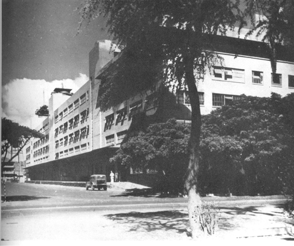 The US Navy Supply Department Warehouse building at Pearl Harbor Navy Yard, Oahu, US Territory of Hawaii, date unknown