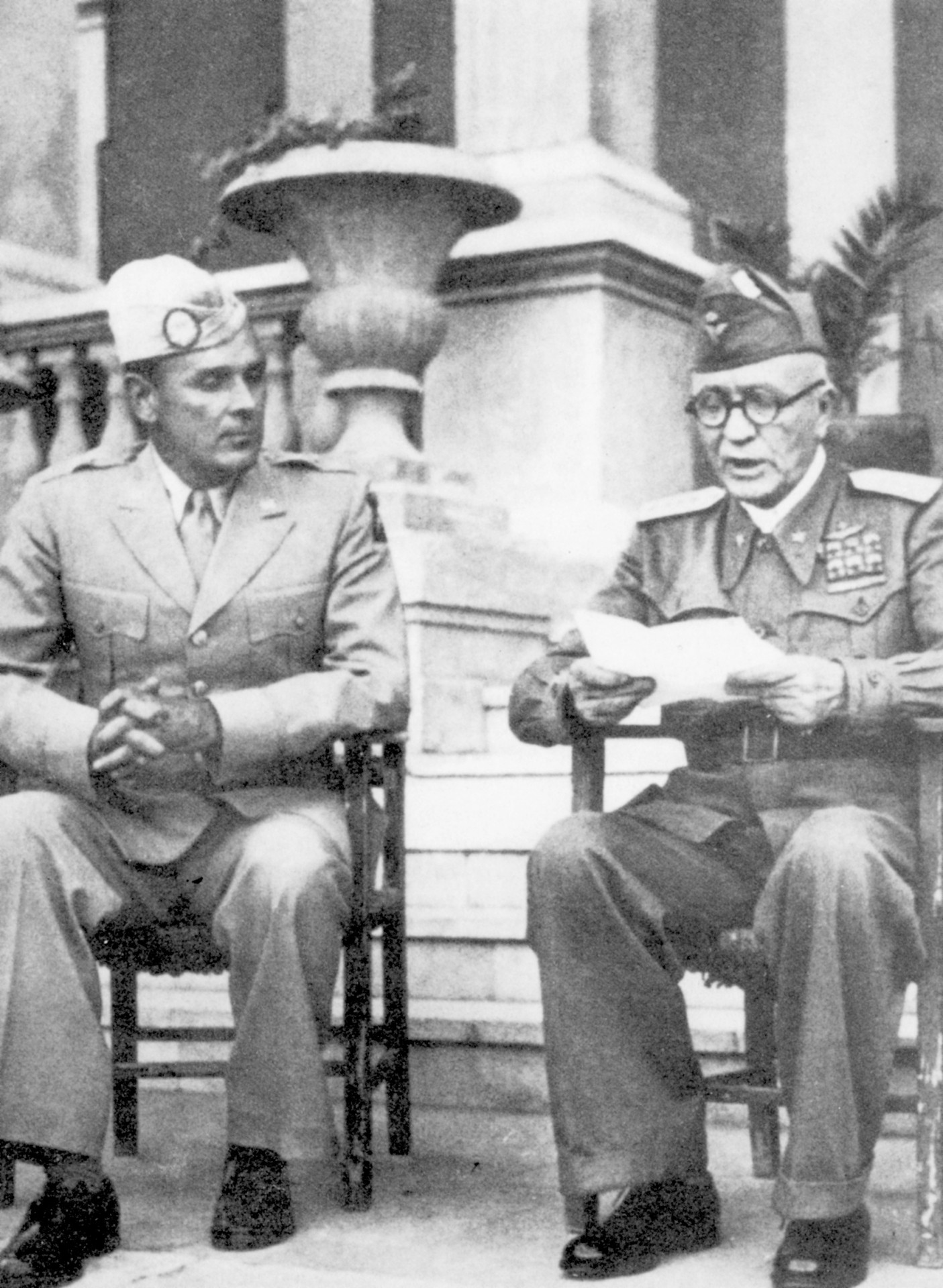 Badoglio declared war on Germany, 13 Oct 1943; American representative Taylor on left