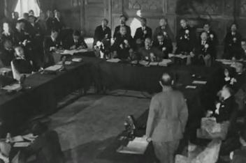 Subhash Chandra Bose speaking at the Greater East Asia Conference, Tokyo, Japan, 5 Nov 1943, photo 1 of 2