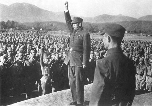 Chinese Army General Chen Cheng during a victory celebration immediately after the Japanese surrender, China, Aug 1945