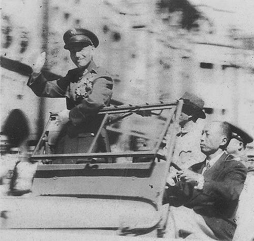 Chiang Kaishek during anniversary celebrations of the liberation, Taipei, Taiwan, Republic of China, 25 Oct 1946