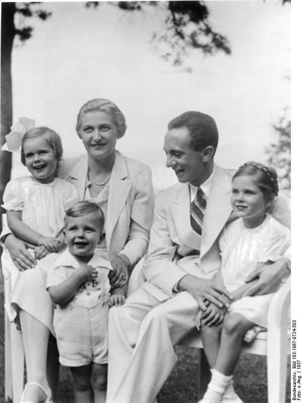 Magda and Joseph Goebbels with their children, Helga, Hildegard, and Helmut, Germany, 1937