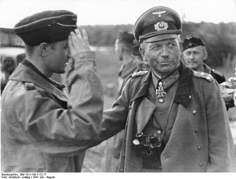 A German soldier saluting Colonel General Heinz Guderian, Russia, Jul-Aug 1941