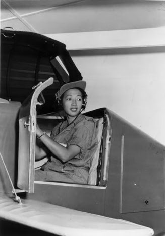 Hazel Lee sitting in a trainer, 1944, photo 2 of 2