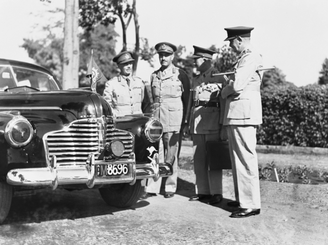 Major General Edmund Herring, Lieutenant General John Lavarack, Major General Leslie Morshead, and Major General Samuel Burston at the Gezira Sports Club, Cairo, Egypt, 11 Sep 1941