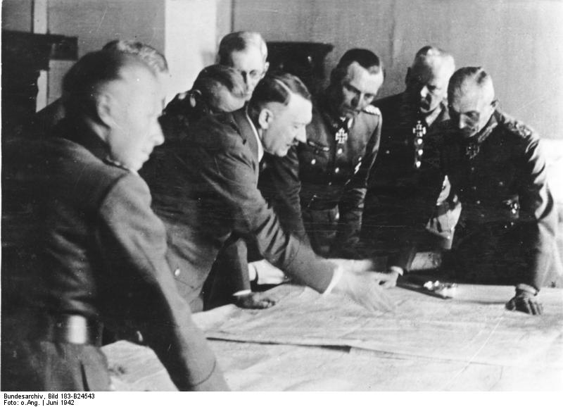 Hitler and German Army generals at Army Group South headquarters at Poltava, Ukraine, Jun 1942
