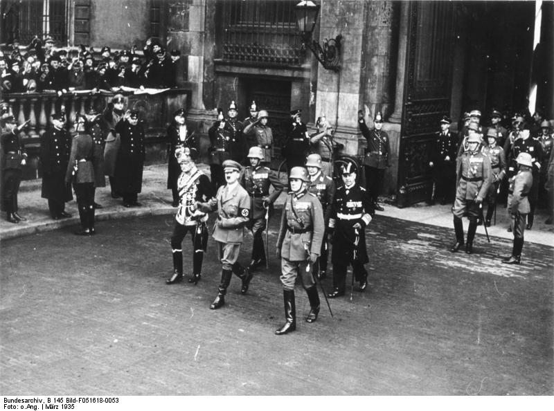 Adolf Hitler and his military commanders on Heroes Remembrance Day, Mar 1935