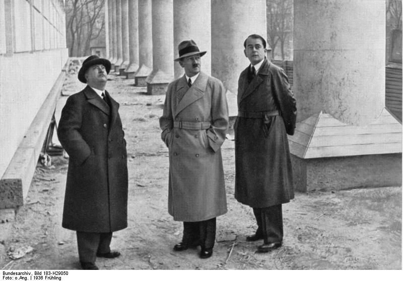 Ernst Gall, Adolf Hitler, and Albert Speer at Munich, Germany, 21 Mar 1936