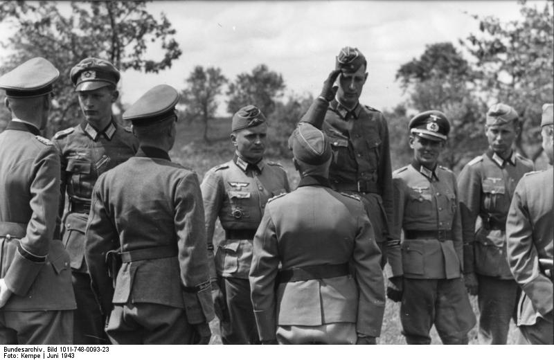 German Army Lieutenant General Walter Hoernlein and Colonel General Hermann Hoth visiting troops of the Großdeutschland Division, Russia, Jun 1943