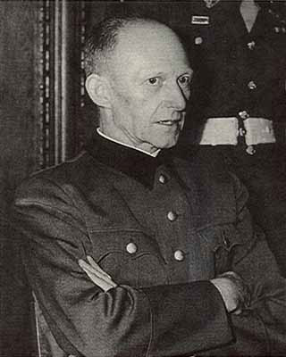 Jodl in court at Nuremberg, Germany, post-WW2