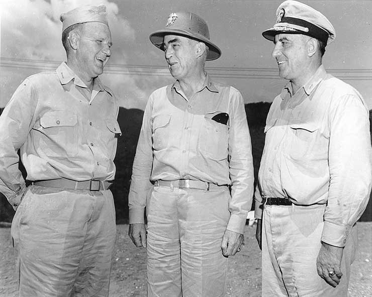 Theodore Wilkinson, Thomas Kinkaid, and Daniel Barbey, circa 1944