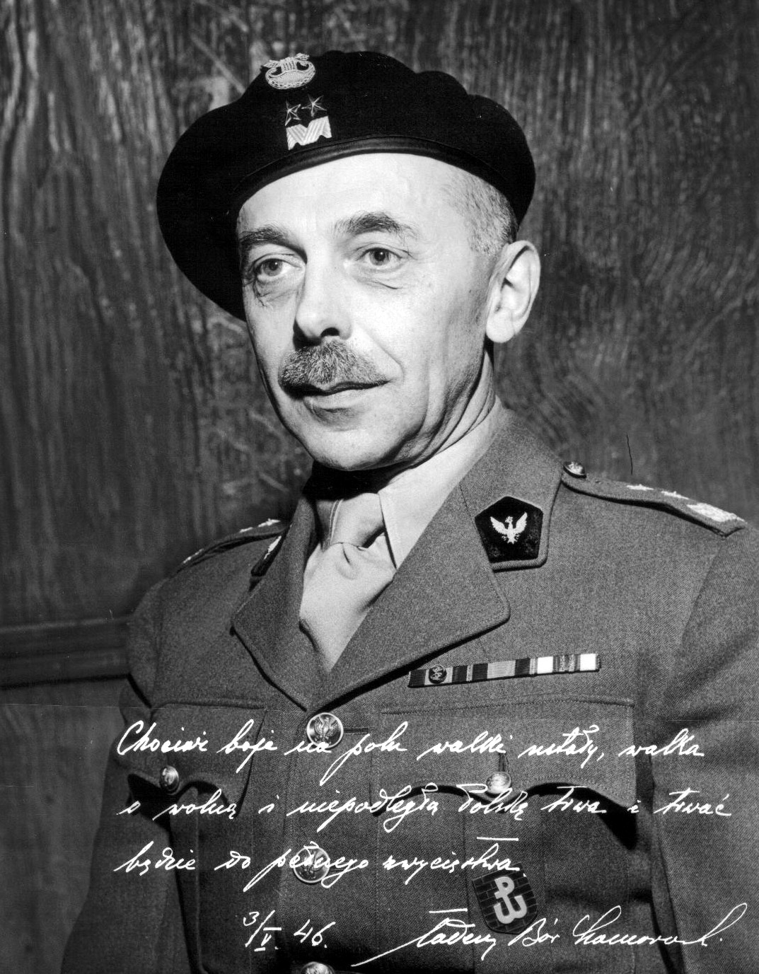 Portrait of Tadeusz Komorowski, 1946; note Komorowski's handwriting on the photograph