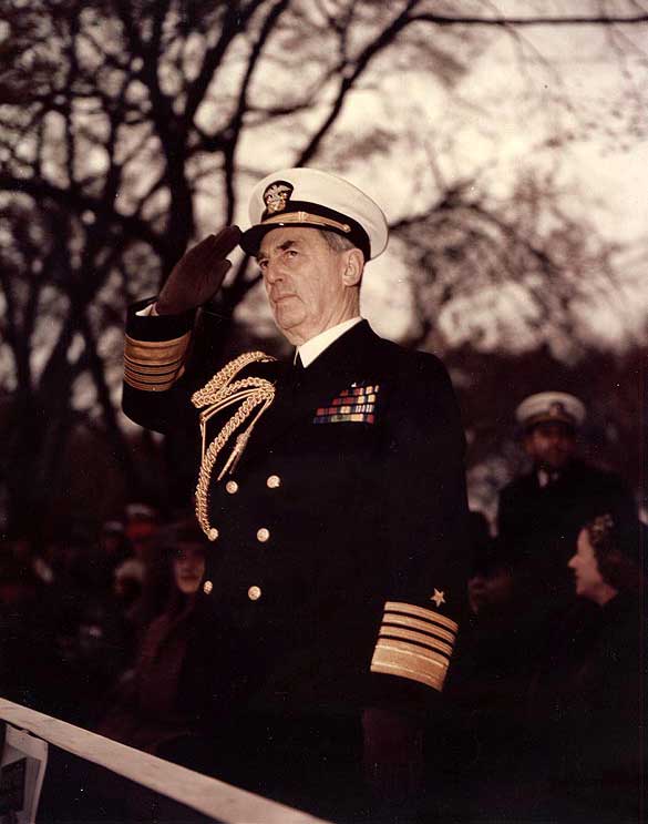 Leahy saluting in Washington DC, 27 Oct 1944