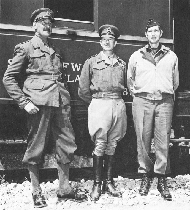 Lieutenant General Oliver Leese, General Harold Alexander, and Lieutenant General Mark Clark, Italy, 1944