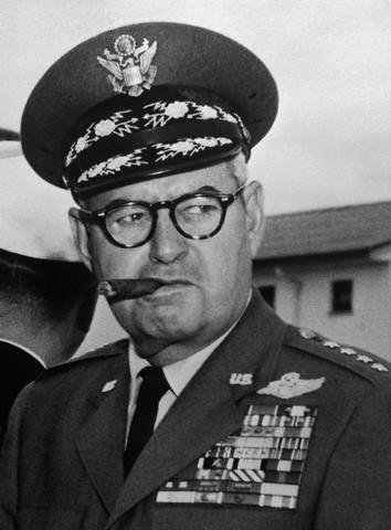 US Air Force Chief-of-Staff General Curtis LeMay attending NATO exercises outside Paris, France, 28 May 1962