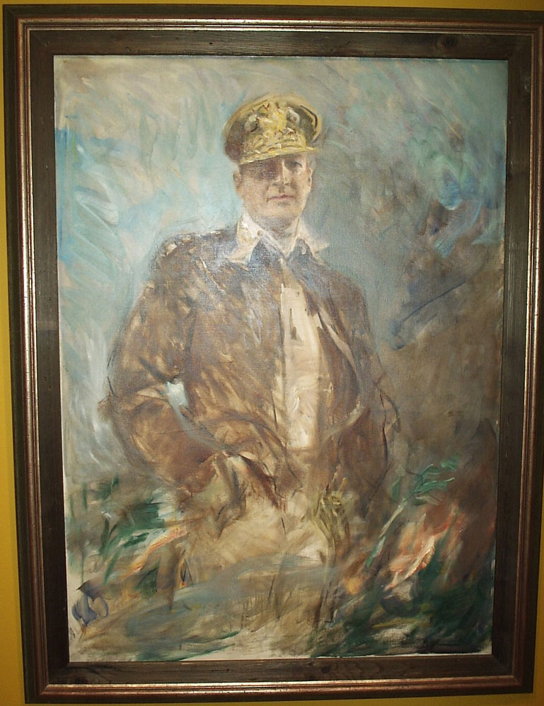 Oil on canvas portrait of MacArthur, on display at the National Portrait Gallery, Washington, DC, United States; portrait circa 1952, photograph taken 7 Jul 2007