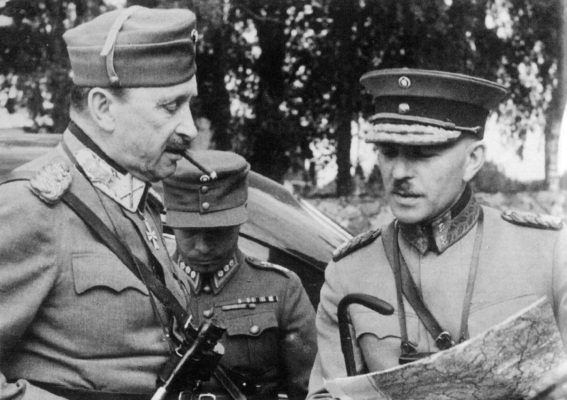 Carl Gustaf Emil Mannerheim and Lennart Oesch during a field exercise in Finnish Karelia, Finland, Aug 1939