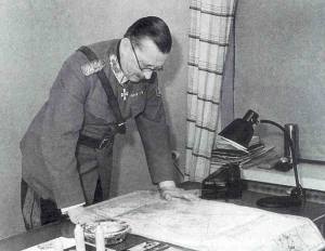 Field Marshal Mannerheim studying a map, 1940s