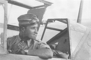 Hans-Joachim Marseille in the cockpit of a Bf 109 fighter, date unknown