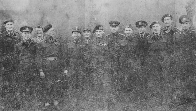 Tang Baohuang (fifth from left), Bernard Montgomery (7th from left), and other Allied officers, 1940s