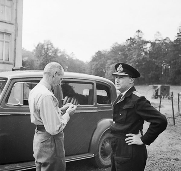 Montgomery and Ramsey at Montgomery's headquarters in Belgium during Operation Market Garden, 19 Sep 1944