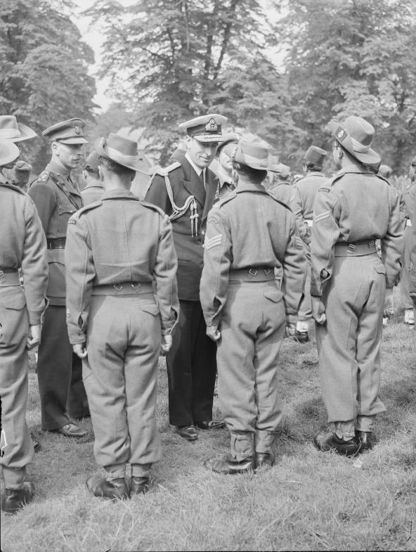 Lord Louis Mountbatten inspecting Malayan troops at Kensington Gardens, London, England, United Kingdom, Jun 1946