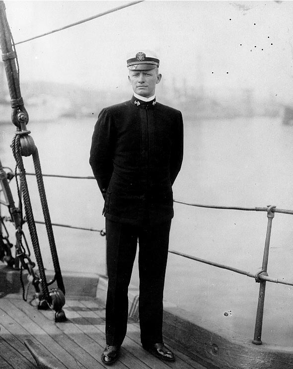 Ensign Chester Nimitz aboard a US Navy training ship, circa 1907