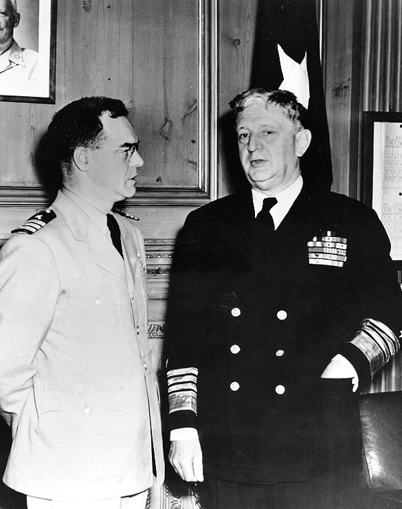Commander Joseph T. O'Callahan and Admiral Henry Kent Hewitt, summer 1945