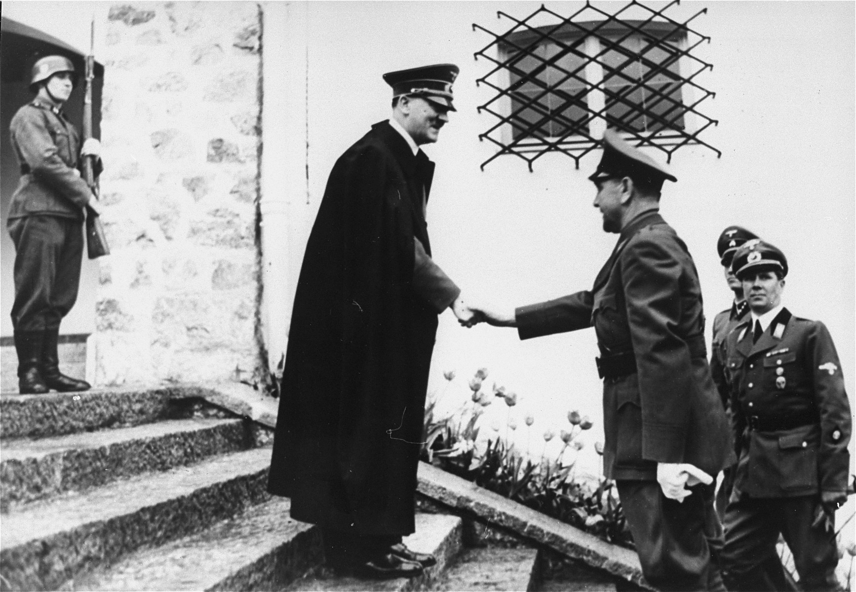 Adolf Hitler greeting Ante Pavelic at his Berghof residence near Berchtesgaden, Germany, 9 Jun 1941