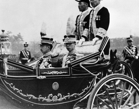 Emperor Showa of Japan and Emperor Kangde of puppet state of Manchukuo, Japan, 1935