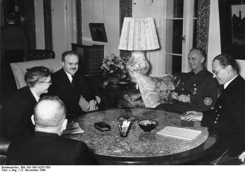 Vyacheslav Molotov and Joachim von Ribbentrop, Berlin, Germany, 12 Nov 1940. Photo 1 of 2.