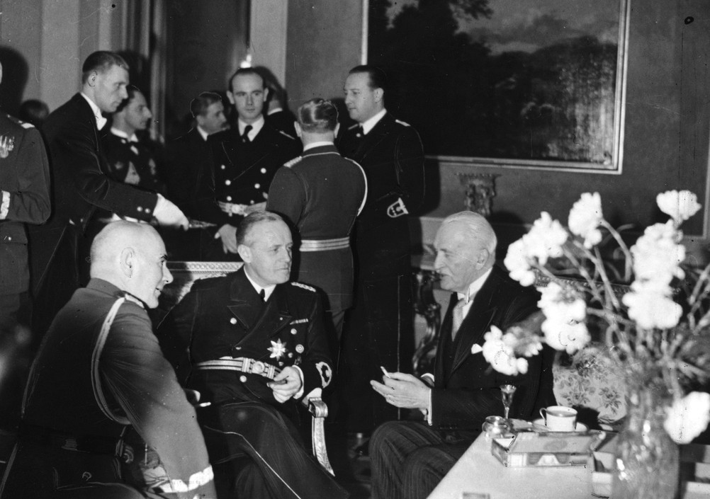 Joachim von Ribbentrop, Edward Rydz-Śmigły, and Ignacy Mościcki, Warsaw, Poland, early 1939