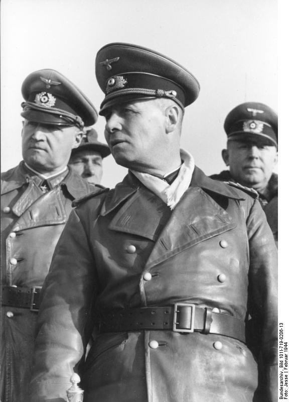 Field Marshal Erwin Rommel inspecting the Atlantic Wall at Le Treport, France, mid-Feb 1944