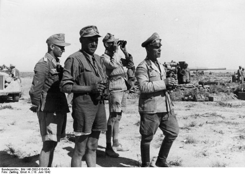 German Field Marshal Erwin Rommel observing the field near El Alamein, Egypt, 18 Jun 1942