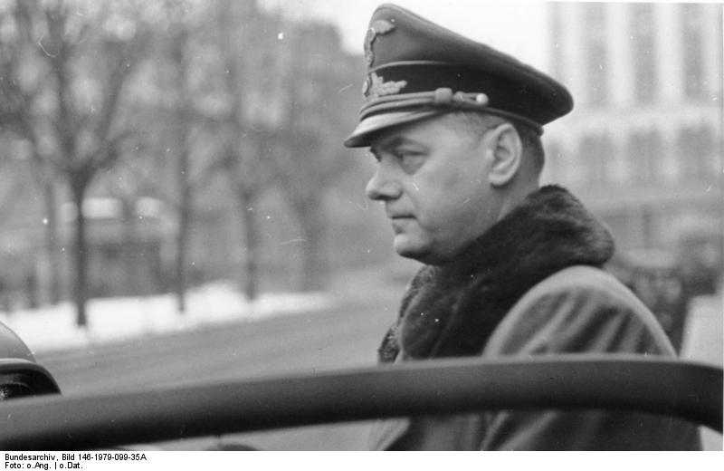 Alfred Rosenberg in the street of a city, date unknown