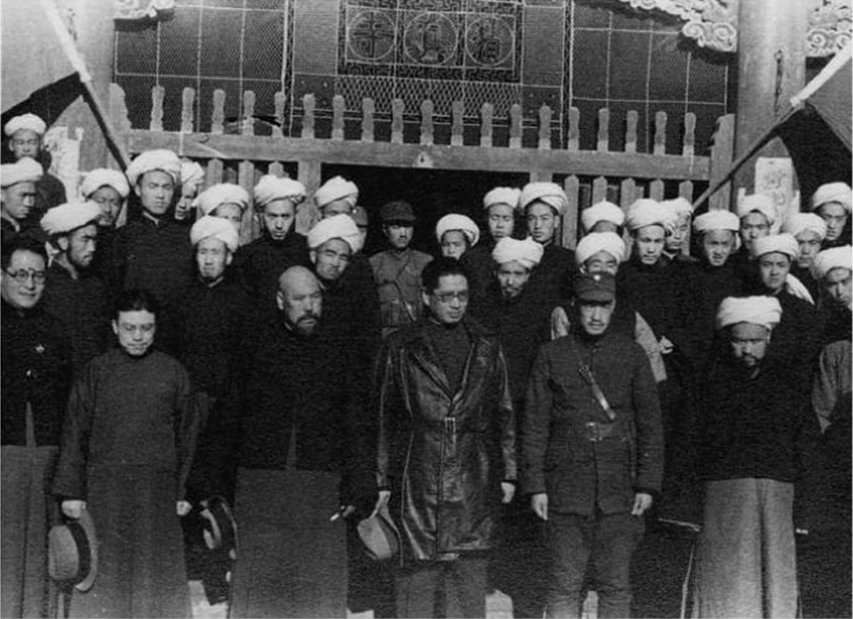 Song Ziwen and Ma Bufang visiting a mosque in Xining, Qinghai, China, May 1934