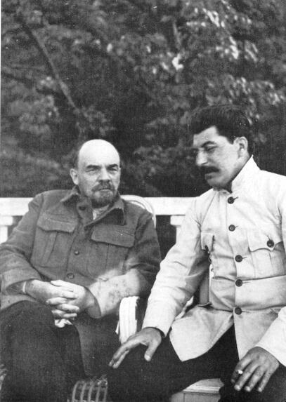 Vladimir Lenin and Joseph Stalin at Lenin's estate at Gorki, Moscow Oblast, Russia, 1922