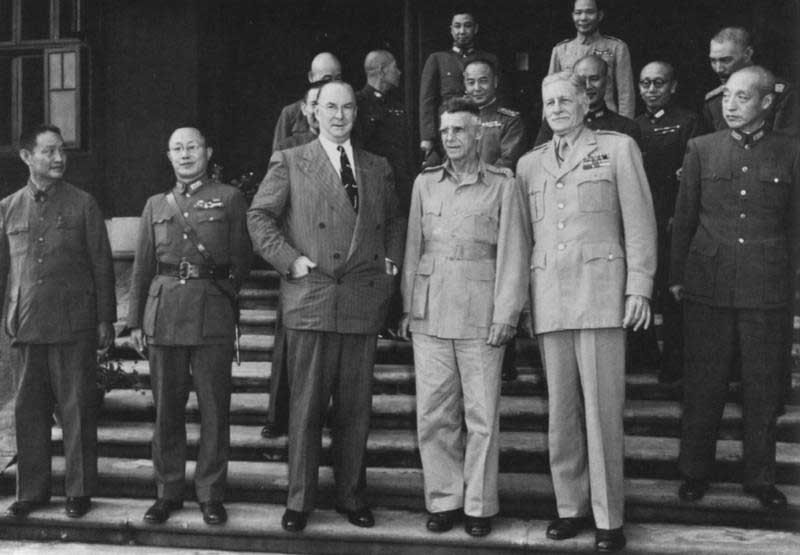 He Yingqin, Donald Nelson, Joseph Stilwell, Patrick Hurley in Chongqing, China, Sep 1944