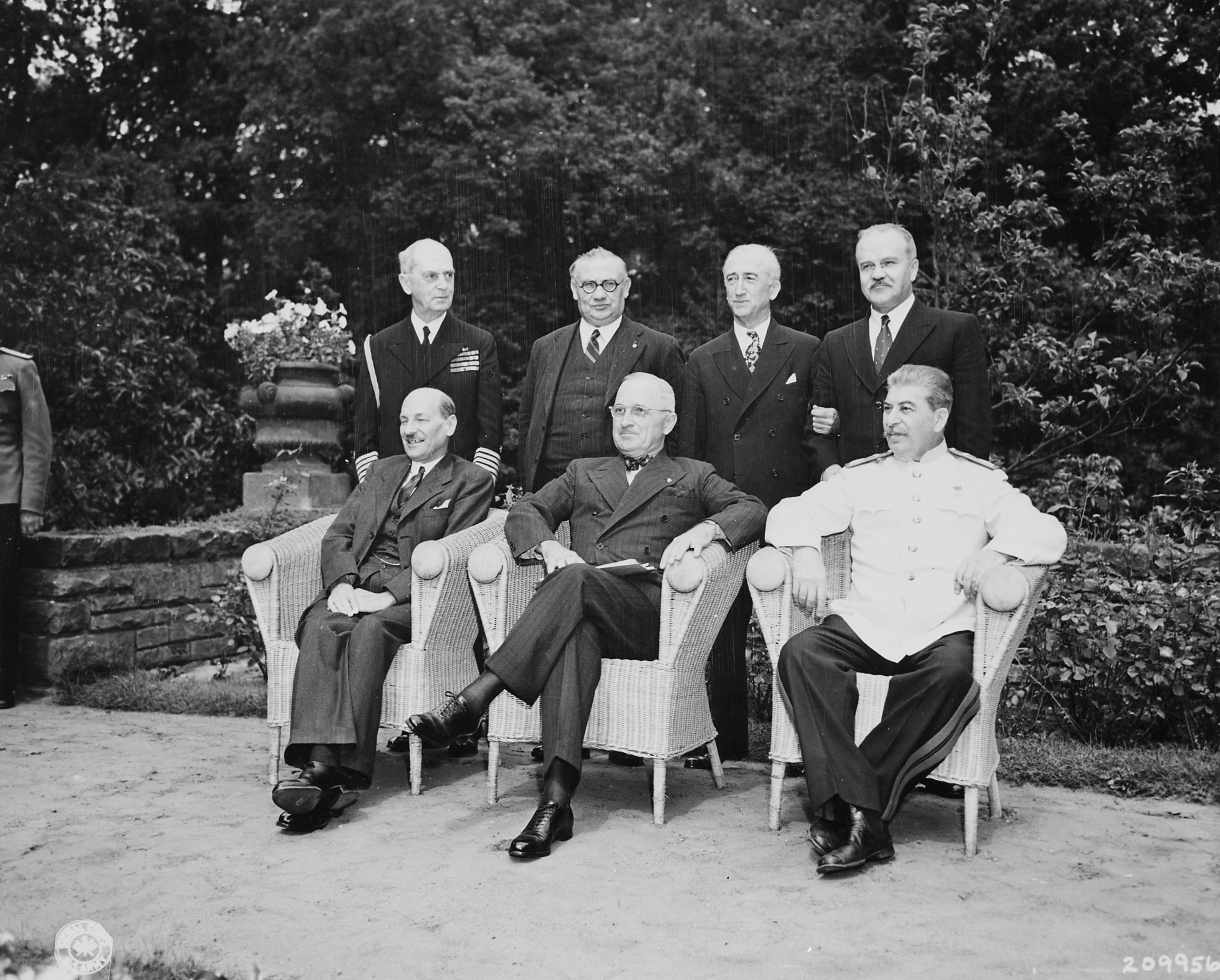 Attlee, Truman, and Stalin at Potsdam Conference, circa 28 Jul to 1 Aug 1945, photo 5 of 5