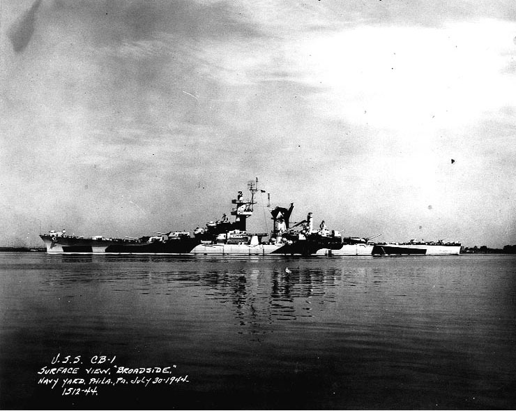 Alaska off the Philadelphia Navy Yard, 30 Jul 1944, photo 1 of 2