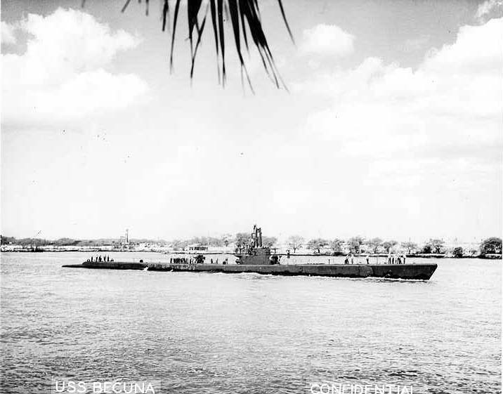 USS Becuna entering Pearl Harbor, US Territory of Hawaii, 1944-1945