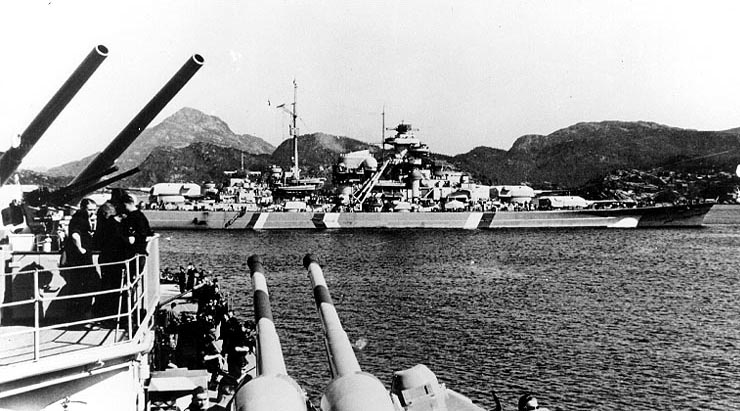 Bismarck in Norway, seen from Prinz Eugen, 21 May 1941