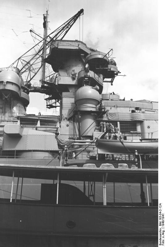 View of battleship Bismarck's superstructure, 1940-1941, photo 4 of 5