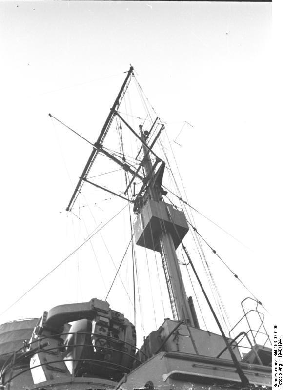 Mast of German battleship Bismarck, 1940-1941