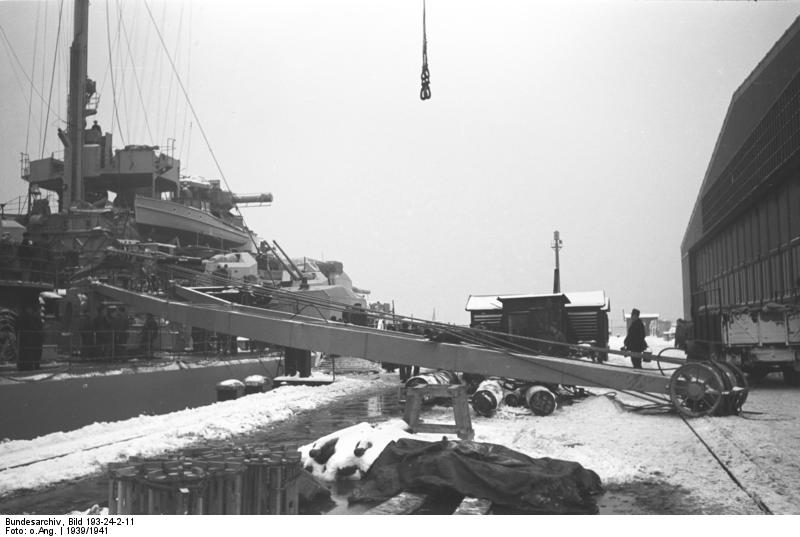 German battleship Bismarck in port, 1939-1941