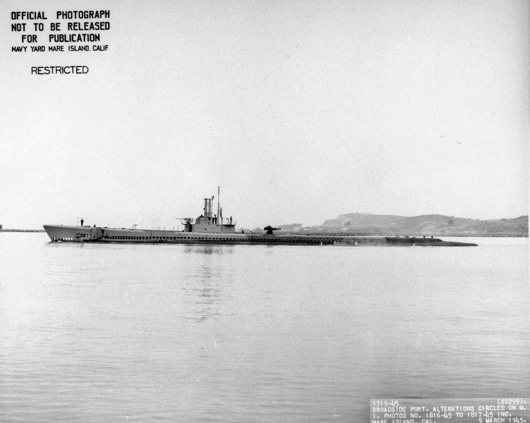 USS Dragonet off Mare Island Naval Shipyard, Vallejo, California, United States, 9 March 1945, photo 1 of 2