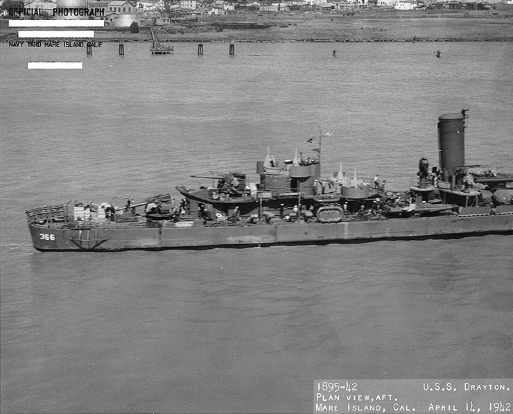 Drayton off the Mare Island Navy Yard, California, United States, 14 Apr 1942, photo 3 of 4